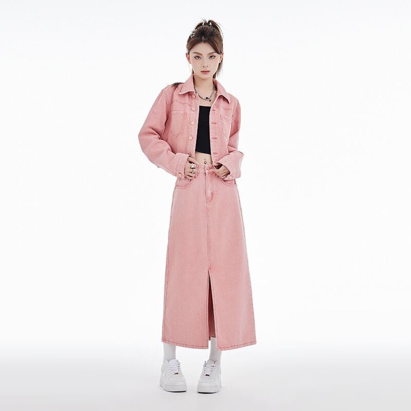 カジュアル 長袖 定番シンプル ジャケット＋スカート セットアップ E-10943