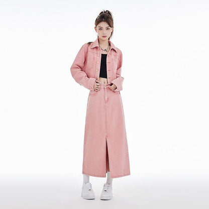 カジュアル 長袖 定番シンプル ジャケット＋スカート セットアップ E-10943