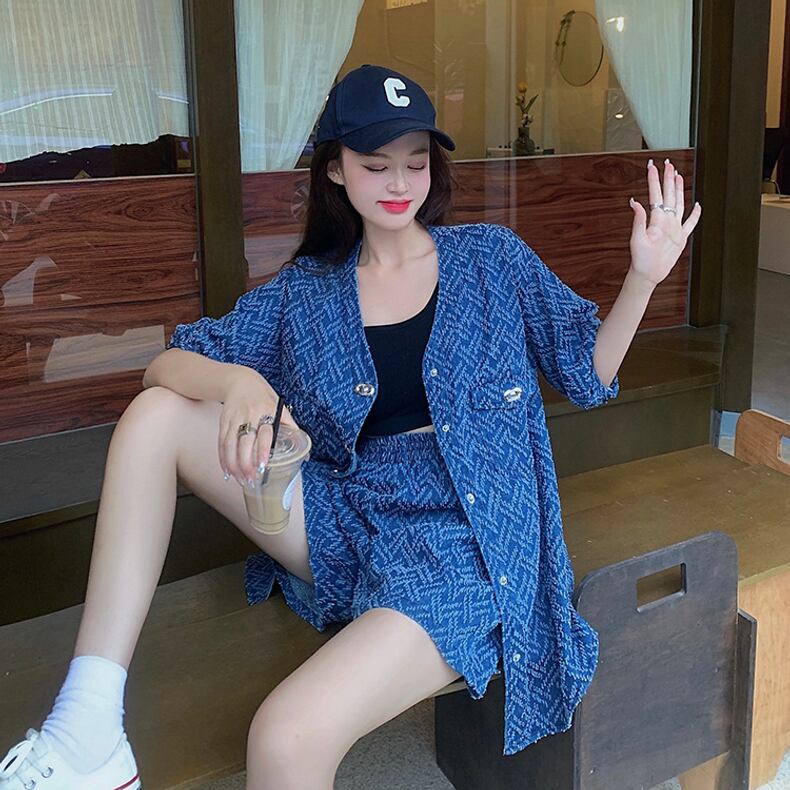 レトロ ジャケット＋ショートパンツ 高級感溢れる セットアップE-6718