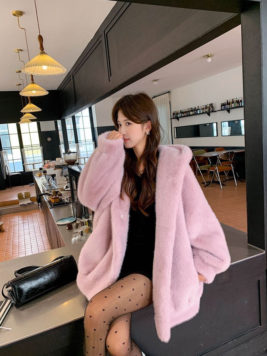 絶対欲しい 美人度アップもこもこボア厚手 5色 フェイクファーコートE-12383