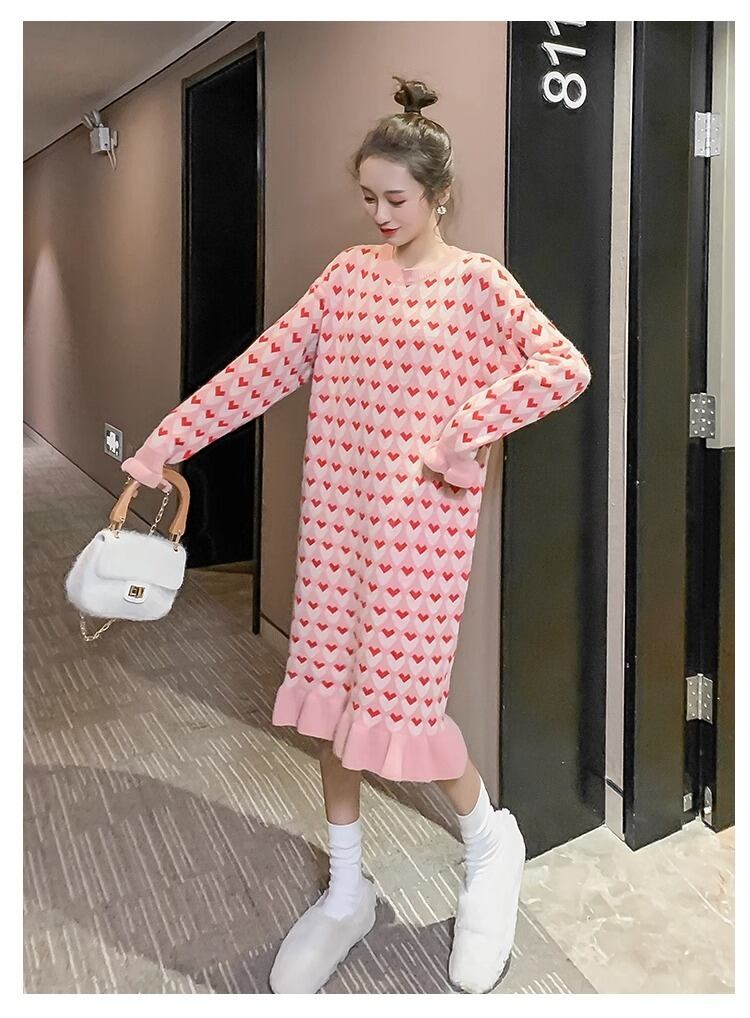 流行新作 美人度アップ 目を奪われる 2色選択可 ニットワンピース E-9509