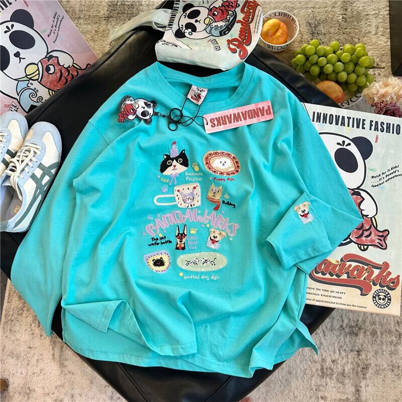 新商品 大人可愛い 求めてたデザイン 肌触り抜群 プリント 5色選択 TシャツE-9369