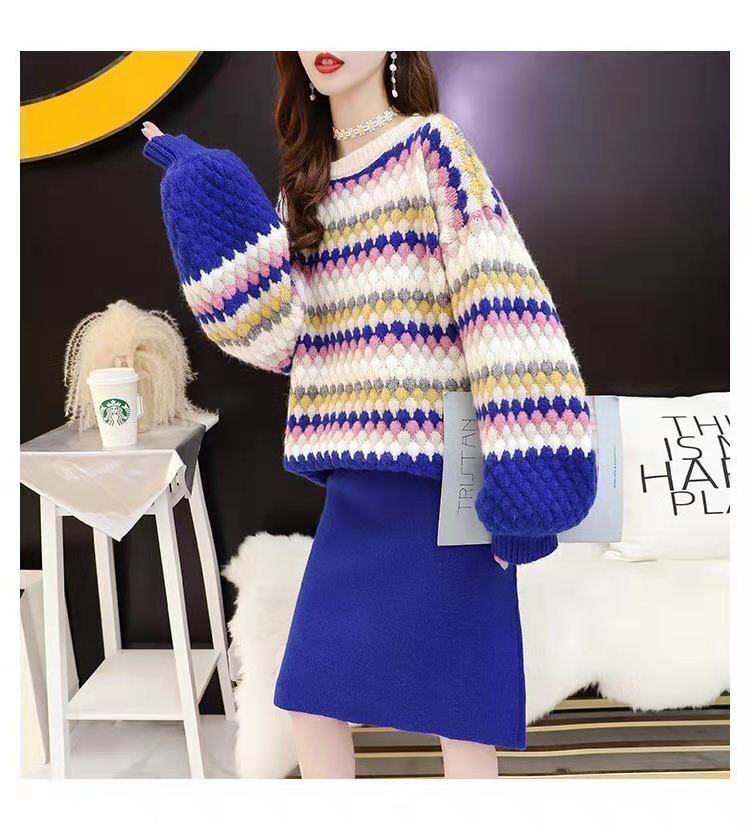 「上品な美しさ」女性らしい落ち着いたファッション  4色選択 ニットトップスE-10696