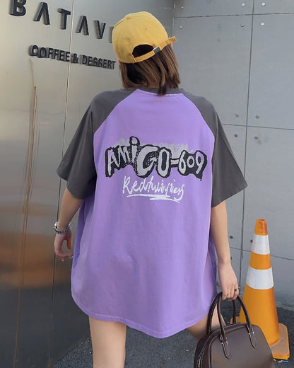 おすすめ 個性派 アルファベット プリントTシャツ ゆったり半袖＜ins-8114＞