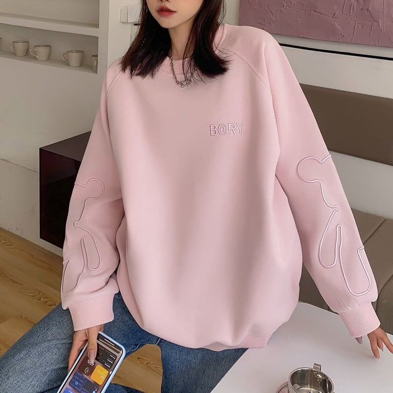 女子マスト刺?ロゴ厚手スウェット全4色E-4478