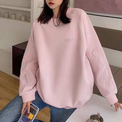 女子マスト刺?ロゴ厚手スウェット全4色E-4478