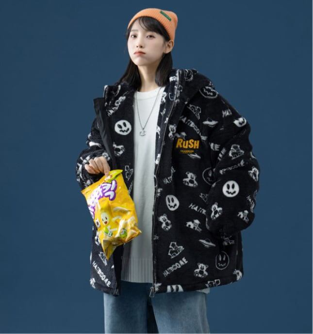 超人気 シンプル 海外トレンド ラムウールコート Etand ネック/フード付き E-5633