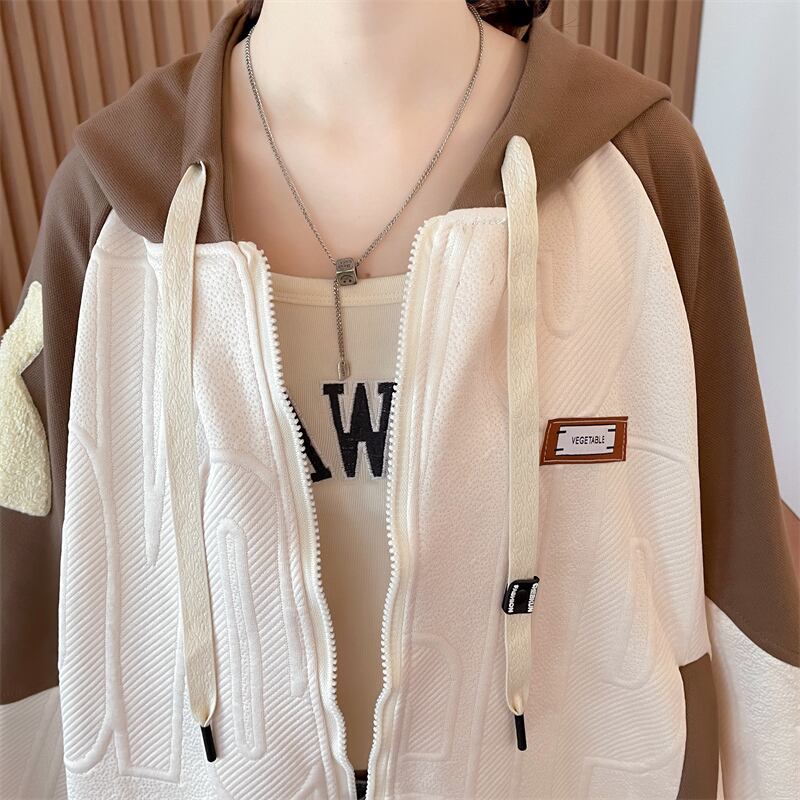 今季マストバイ トレンドアイテム 存在感抜群 アバンギャルド 切り替え 2色選択 パーカー トレーナー レディース フード付き カーディガン E-9551