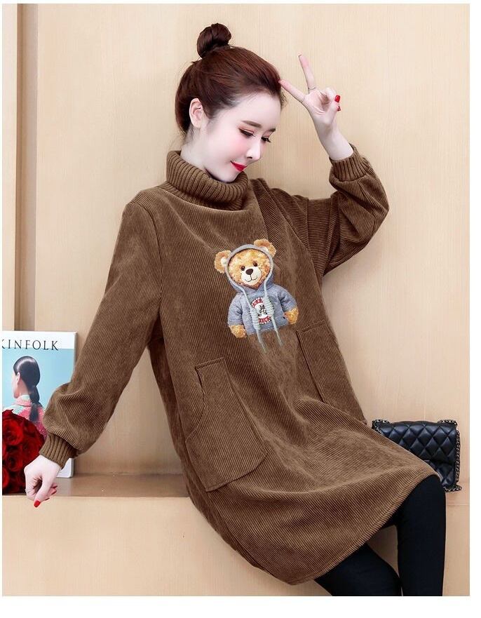 【裹起毛】質感のいい 4色デニム プラスベルベット長袖 ニット セーター E-10226