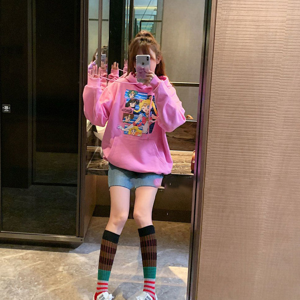 絶対流行  流行新作 目を奪われる  大人可愛い カジュアル  プリントパーカー -A1515