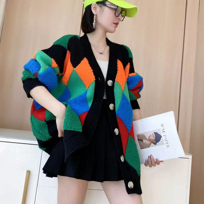 絶対流行 カジュアル スタイルアップ 切り替え 2色選択ニットトップスE-10018