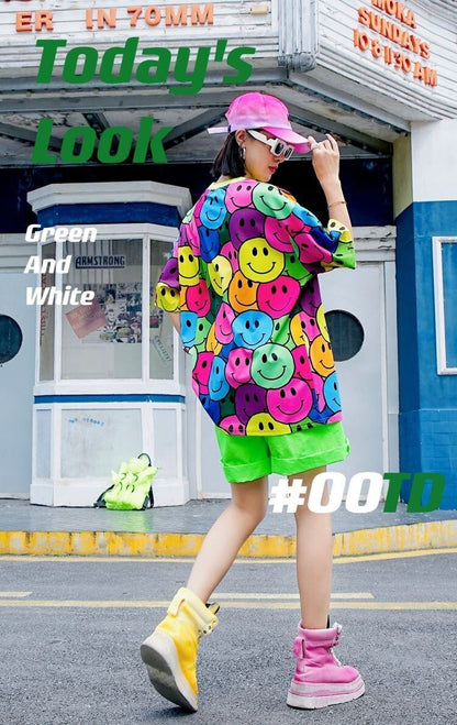 超人気 個性派 ファッション ルーズ 半袖シャツE-6757