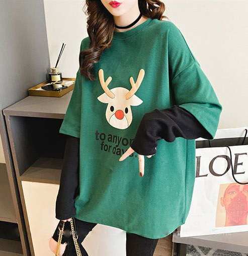 主役級 プリント カジュアル 4色選択 スウェットE-10932