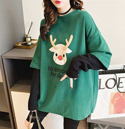 主役級 プリント カジュアル 4色選択 スウェットE-10932