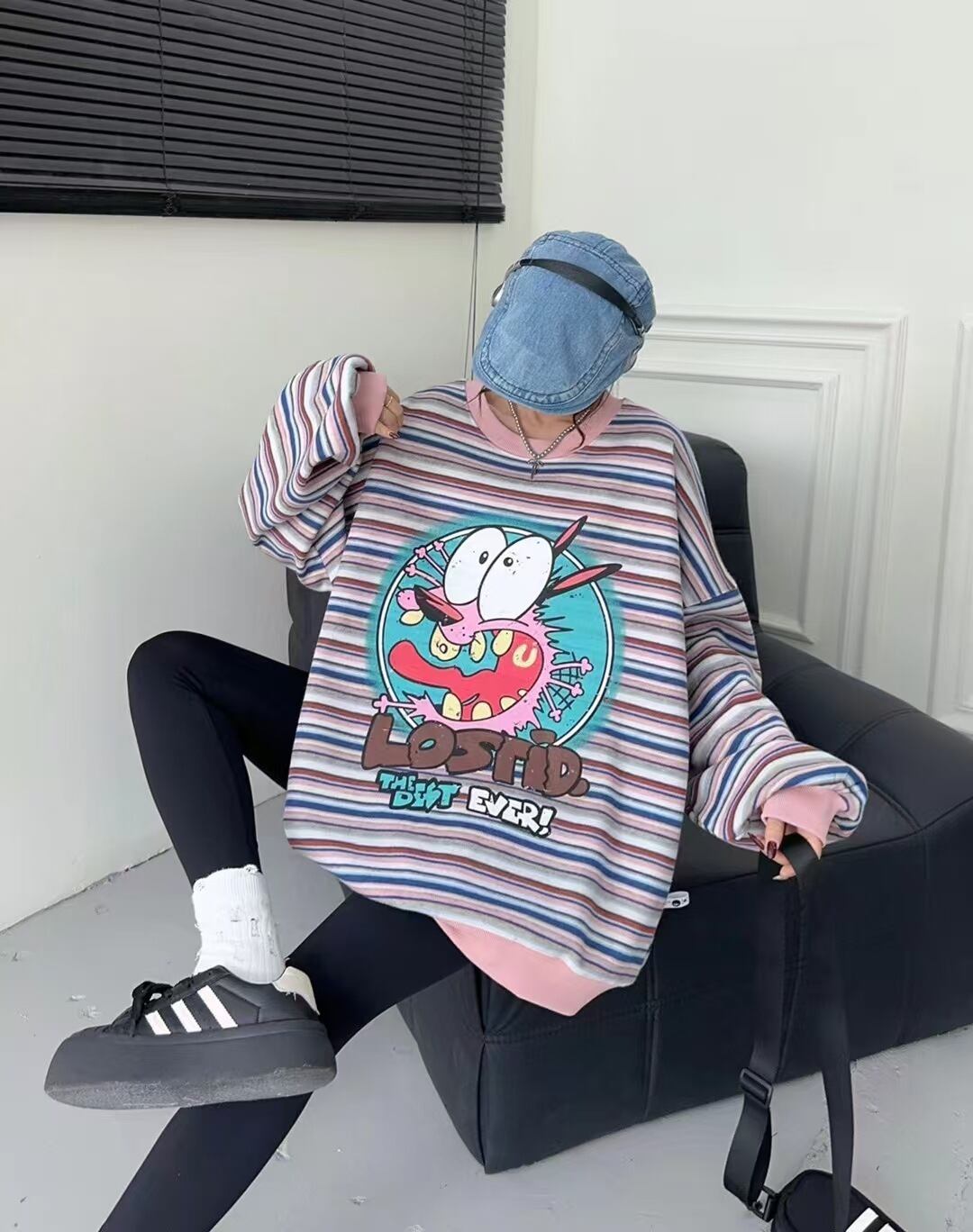 【裹起毛】オシャレデザイン  Eweet系可愛い スウェットE-10564