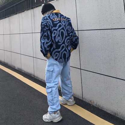 絶対流行 絶対欲しい デザイン性抜群 切り替え デニム ジャケットゆったりコートE-9945