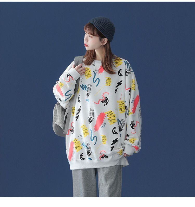 好感度UP カジュアル 定番シンプル プリント 4色選択 スウェットE-10846