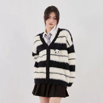 着回し力抜群 高見えデザイン 快適トップス ストライプ柄 3色選択 ニットトップスE-9719