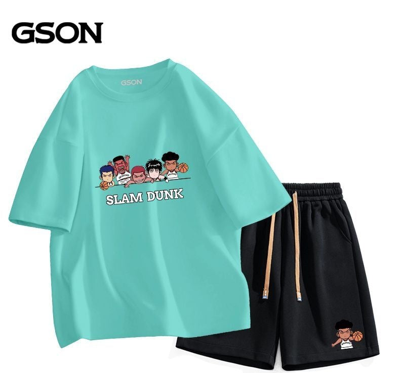 【人気ランキングNO.4】目惚れ 切り替え Tシャツ＋ショートパンツ セットアップ-A2702