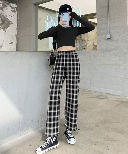 存在感抜群 ファッション感満々 トレンドアイテム チェック柄 カジュアルパンツ E-9861