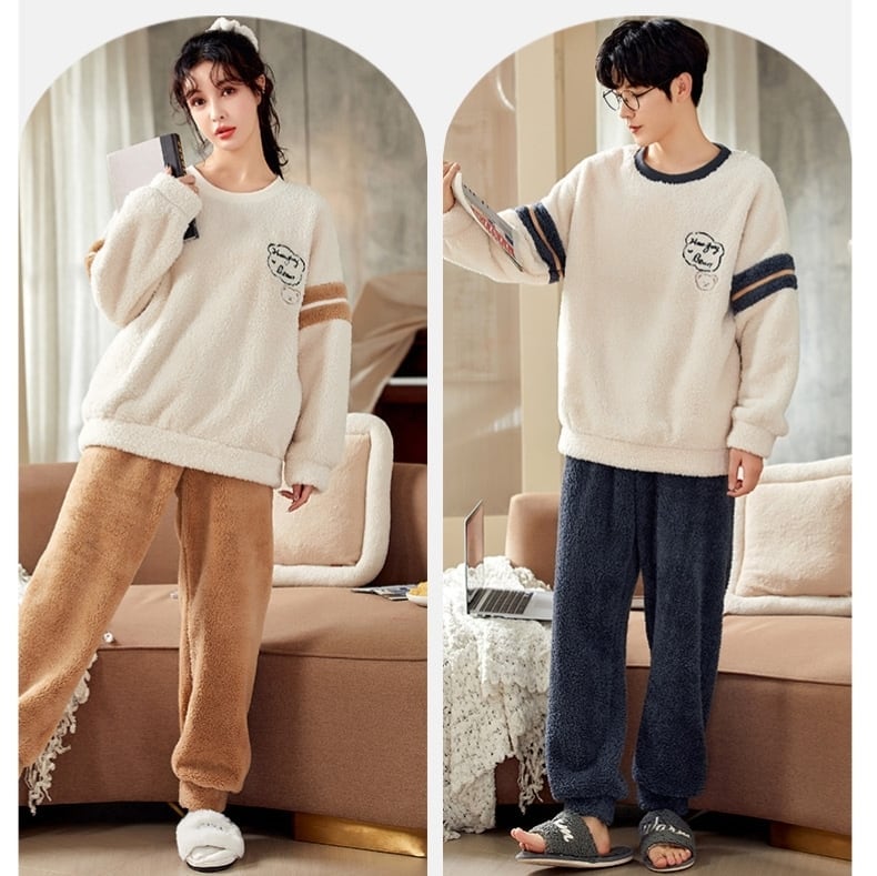 大活躍 3種選択 柔らかくて優しい印象 サンゴフリース カップル パジャマE-10005