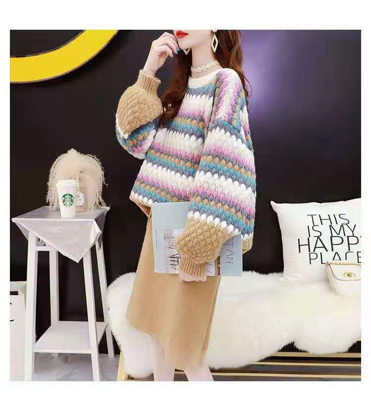 「上品な美しさ」女性らしい落ち着いたファッション  4色選択 ニットトップスE-10696