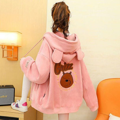 超人気 キュート 快適トップス カジュアル 刺繍 2色選択 フリース コート ボアジャケットE-9807