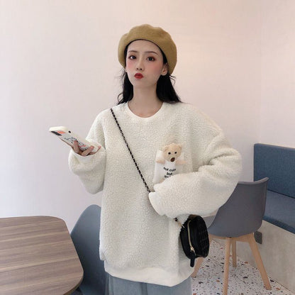 【裏起毛】好感度UP 長袖 キュート スウェット パーカー トップスE-10144