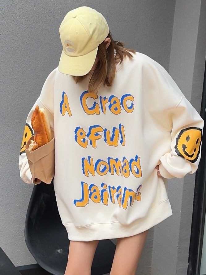 超人気 個性派 ファッション 海外トレンド 裏起毛 スウェットE-6279