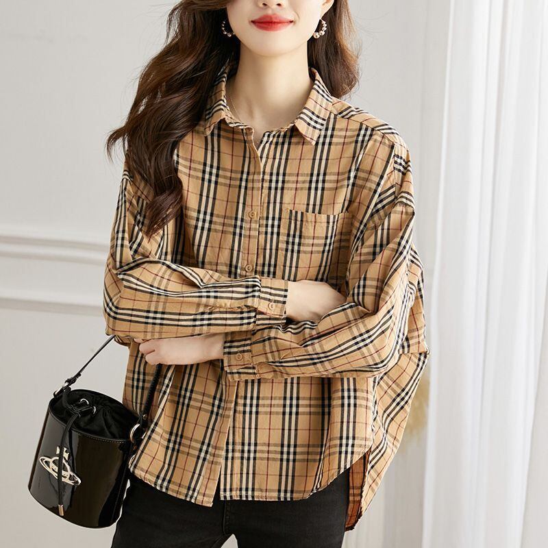 絶対欲しい チェック柄 こなれ感のあるスタイルが叶う1枚 切り替え Tシャツ E-9513