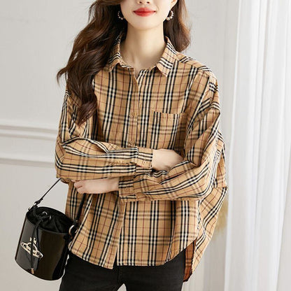 絶対欲しい チェック柄 こなれ感のあるスタイルが叶う1枚 切り替え Tシャツ E-9513