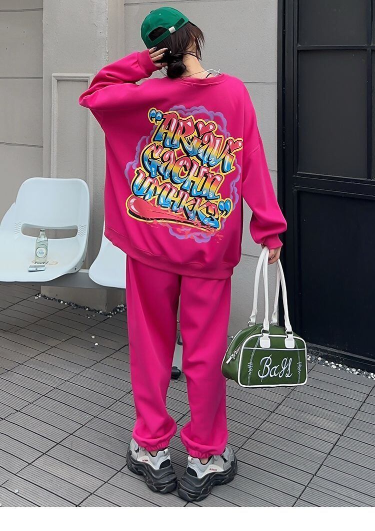 スタイルアップ効果抜群 プリント 高見えデザイン 2色選択 パーカー＋ショートパンツ セットアップE-9443