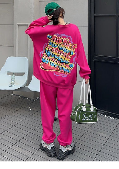 スタイルアップ効果抜群 プリント 高見えデザイン 2色選択 パーカー＋ショートパンツ セットアップE-9443