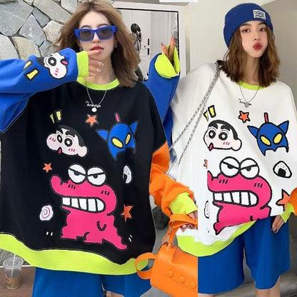 【半額！期間限定！！】主役級  プリントオーバーサイズ カラーマッチングスウェットE-4103