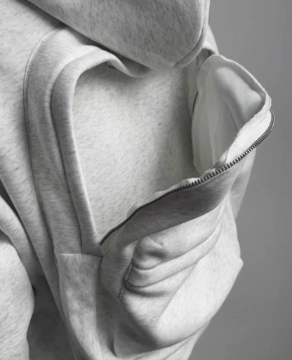 大注目 立体フェイクバックパックデザイン 2色展開 ユニセックス ジップパーカーE-12639