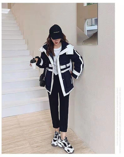 大活躍 オシャレ 都市ファッショ デザイン 気質アップ 切り替え ダウンジャケット E-9871