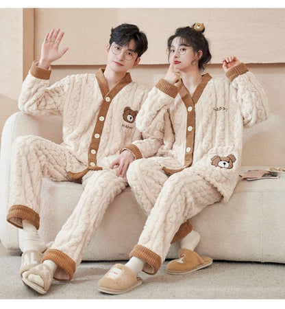 定番シンプル 肌触り抜群 求めてたデザイン 3種選択 サンゴフリース カップル パジャマ E-9775