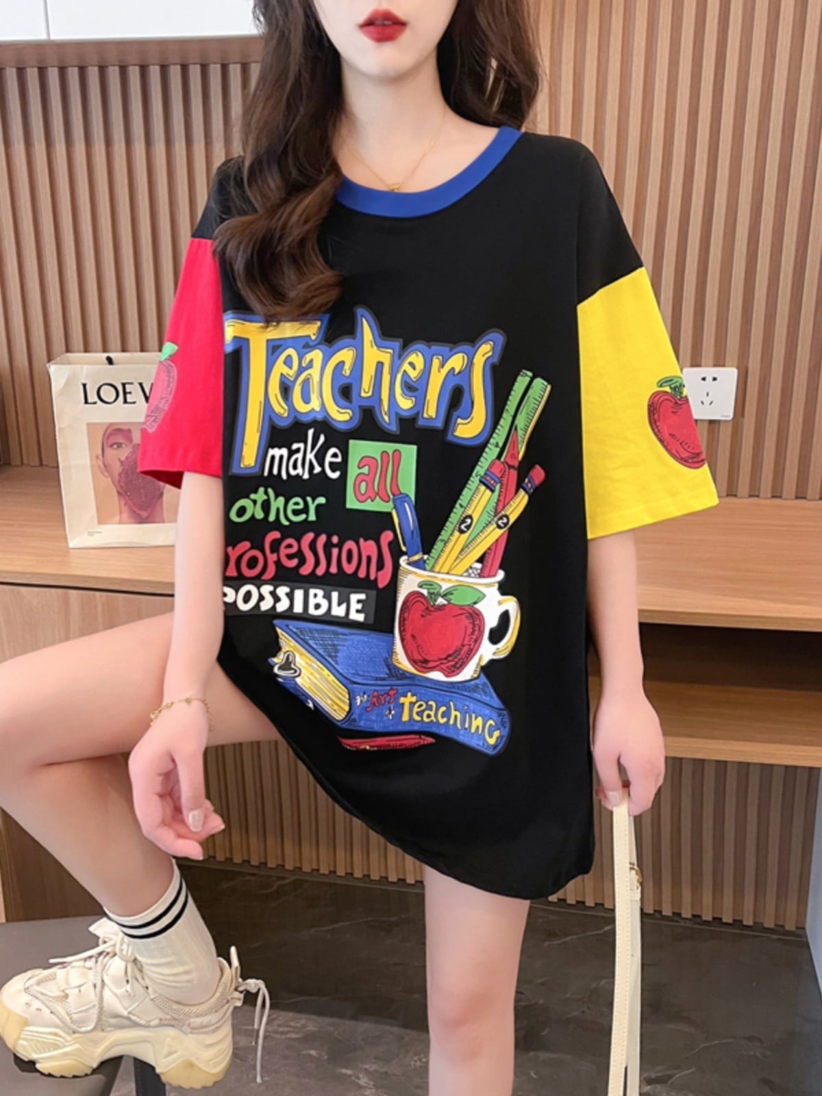 【半額！期間限定！！】カジュアル キュート ルーズ Tシャツ<ins-6611>