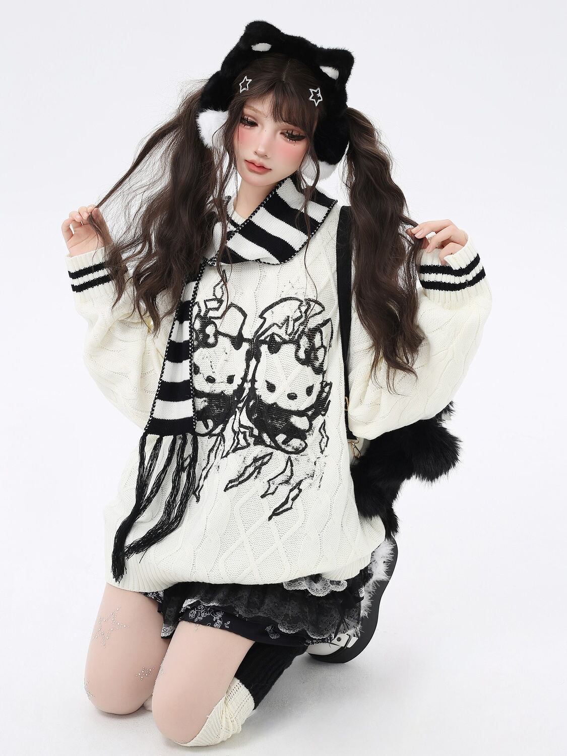 都市ファッショ デザイン オシャレ 目を奪われる 2色選択 ニットトップスE-9833