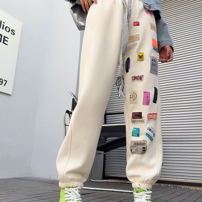 着?せロゴ裏起毛ジョガーパンツ4色あり   E-4449