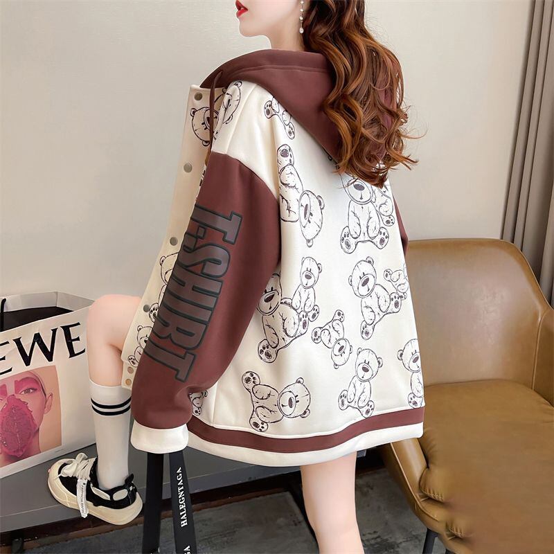 存在感抜群 スウェット トレンドアイテム 切り替え 裏起毛 2色選択 パーカー トップスE-9579