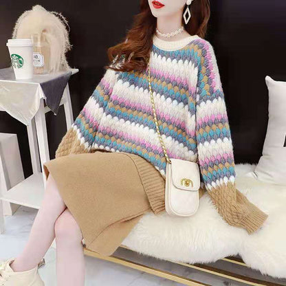 「上品な美しさ」女性らしい落ち着いたファッション  4色選択 ニットトップスE-10696