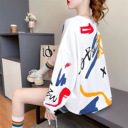 美人度アップ プリント ファッション スウェット パーカーE-3694