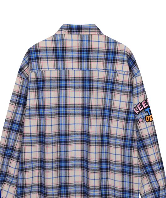 存在感抜群 カジュアル トレンドアイテム チェック柄 刺繍 全2色 シャツ E-9163