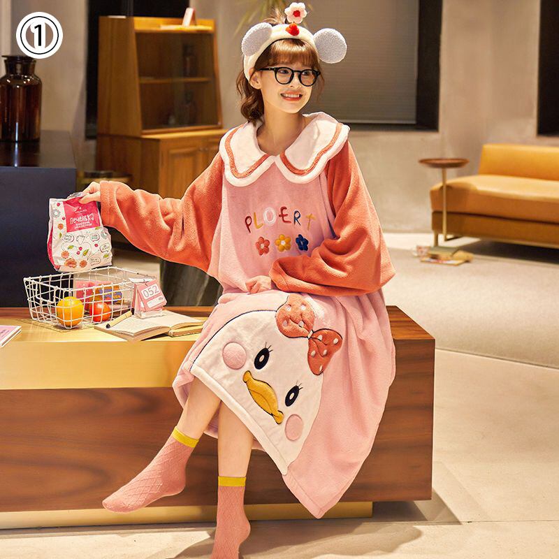 柔らかな肌触りで着心地も楽ちん！コーラルベルベットパジャマ女性冬プラスベルベットと厚みのある  4種選択 パジャマE-9750