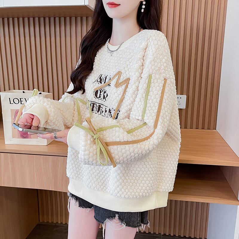 ファッション ラウンドネック キュート 長袖 スウェットE-9828