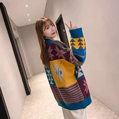 好感度UP   ゆったりとした怠惰なセーターコートE-5174