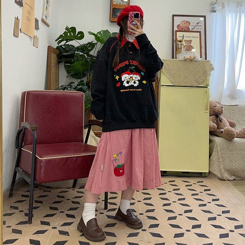 大人可愛い刺?ロゴワンちゃんスウェット全2色E  -4595