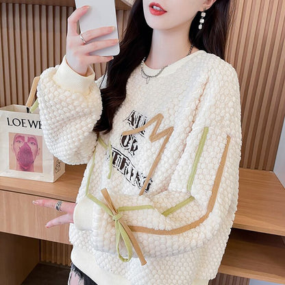 ファッション ラウンドネック キュート 長袖 スウェットE-9828