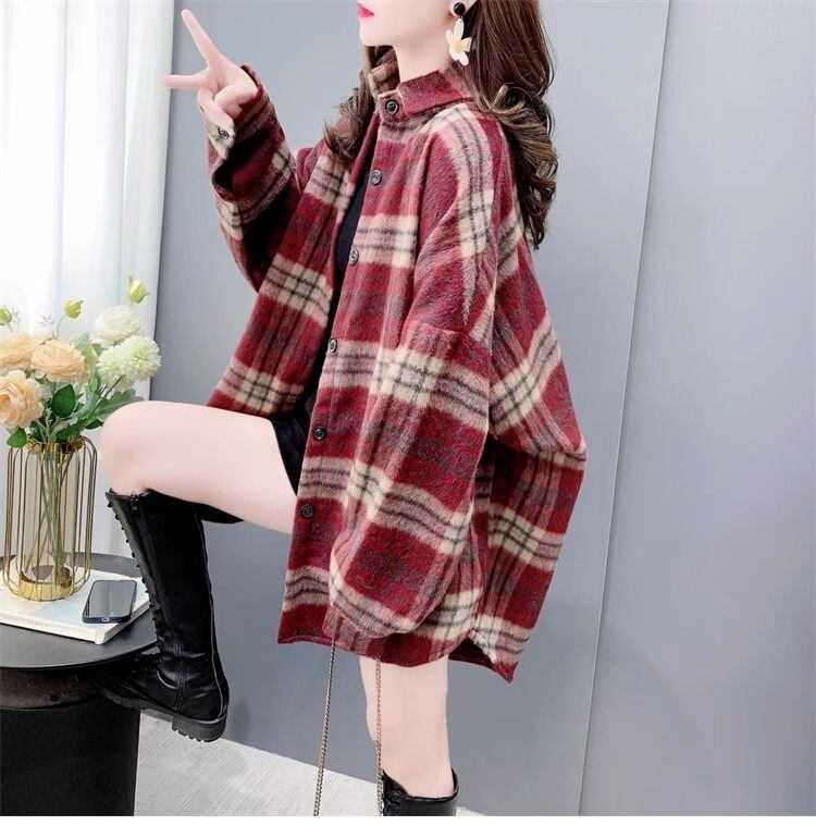 超人気 スタイルアップ 毎日着たい！ チェック柄 2色選択 シャツ E-9648